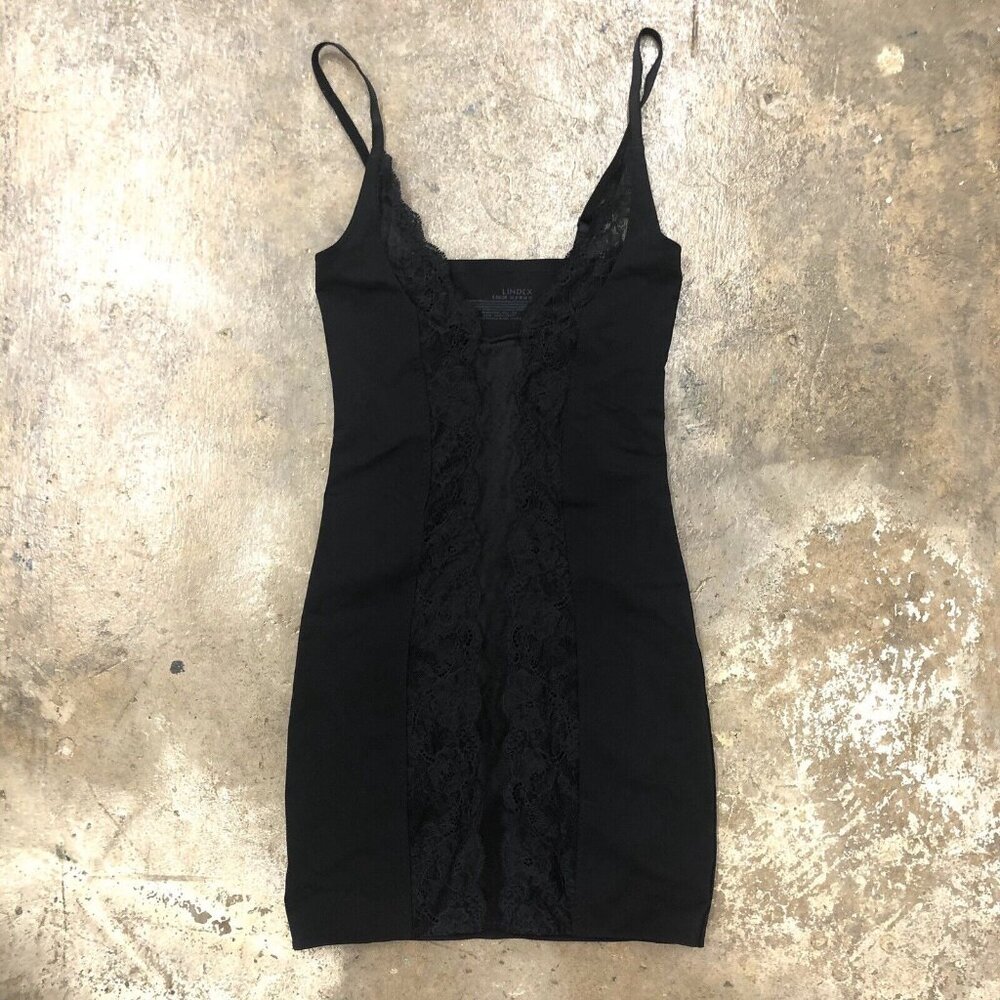 Lindex Black Bodycon Shapewear Dress Lace Straps